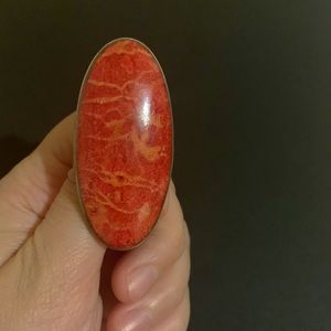 Silver vintage coral ring.